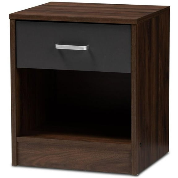 Bowery Hill 1 Drawer Nightstand in Dark Brown and Dark Grey