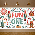 thumbnail image 5 of Yatrandify Nutcracker Design First Birthday Banner Christmas Candy Cane Decorative Gingerbread Holiday for Baby Party Celebration Winter Holiday Event, 5 of 8