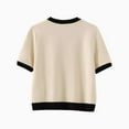 thumbnail image 7 of successthop Fall Sweaters Women Short Sleeve Knit Cardigan Crewneck Outwear with Pocket Button Color Block Clothes Beige, 7 of 7