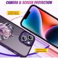 thumbnail image 4 of Fairy Rose for iPhone 14 Case for Women Girls Built-in Glitter Sparkly Screen Protector Camera Protection Lens Shockproof Rose Floral Pattern Phone Case -Purple, 4 of 12