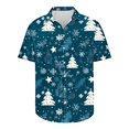 thumbnail image 3 of Men's Hawaiian Xmas Shirt Christmas Snowman Blouse Button Down Short Sleeve Shirts Snowflakes Printed Pullover Christmas Tree Shirt Festival Holiday Shirts Xmas Party Costume, 3 of 5