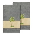 thumbnail image 2 of Authentic Hotel and Spa  Turkish Cotton Palm Tree Embroidered Charcoal Grey Hand Towels (Set of 2), 2 of 3