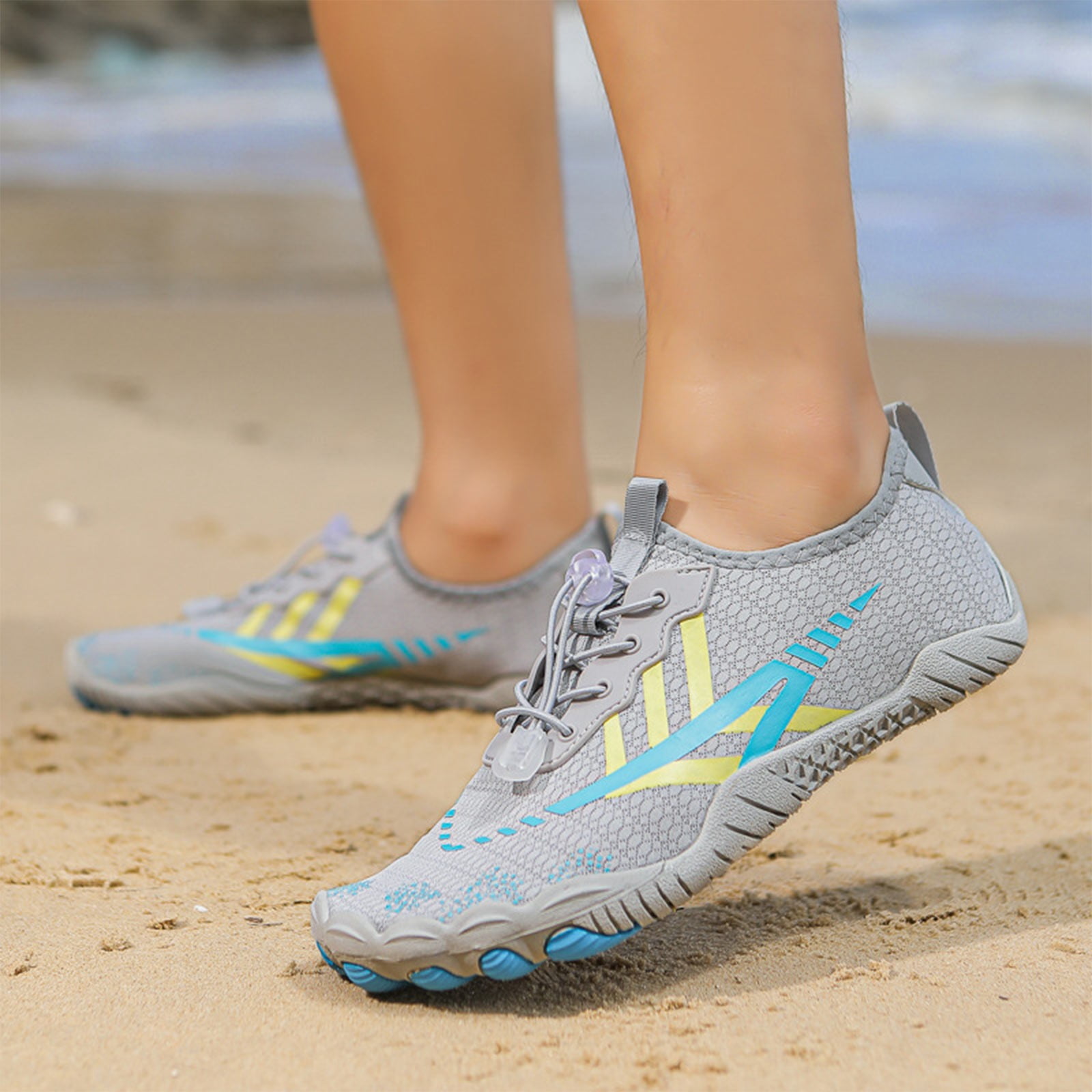 Women's Outdoor -Sport Sneakers Water Shoes for Hiking Walking Cycling Fishing Beach - Non- Breathable Quick-Drying Lightweight Comfortable with Elastic Lock Lace System