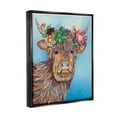 thumbnail image 3 of Stupell Industries Bella Cow Cattle Floral Blossom Crown Collaged Painting Painting Jet Black Floating Framed Canvas Print Wall Art, Design by Lisa Morales, 3 of 6