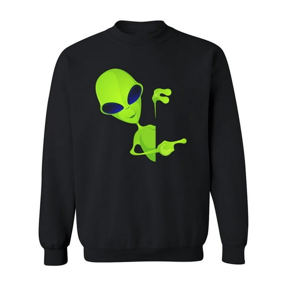 Green Cartoon Alien Design Sweatshirt Men -Image by Shutterstock, Male 5X-Large