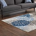 thumbnail image 4 of Vintage Area Rug Runner Floor Carpet, Rectangular, 4x6, Blue Brown Beige, Modern Contemporary Urban Design, Living Lounge Room Hotel Lobby Hospitality, 4 of 9