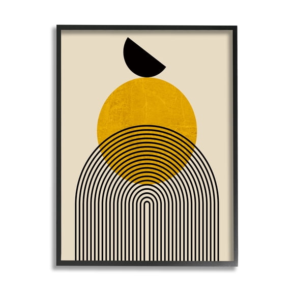 Stupell Industries Balancing Neutral Arch Shapes Abstract Painting Black Framed Art Print Wall Art, 11 x 14