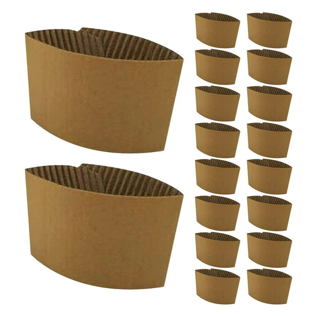Cup Sleeves Light Brown Corrugated Paper For Coffee Cup Daily Use 25Pcs 12.6X6X0.2In