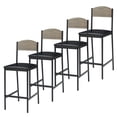 thumbnail image 1 of QinaQin Banco de bar a altura de barra con asiento amplio tapizado en piel sintética PU, respaldo y reposapiés, silla moderna con estructura resistente para isla de cocina, bar o comedor, 1 of 7