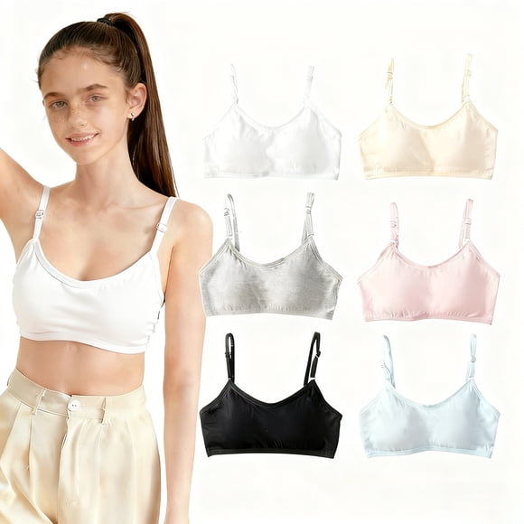 Girls Padded Training Bras Fit for 11-16 Years Teen Girls Sports Training Bras Elastic Shoulder Straps Adjustable Straps Fixed Pads