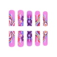 thumbnail image 3 of Press on Nails Medium Long Rhinestone Fake Nails Bling Glossy 3D False Nail Tips Artificial Nails Finger Manicure for Women and Girls-24pcs, 3 of 5