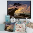 thumbnail image 2 of Designart 'Tree On A Sea Cliff At Evening Light' Lake House Framed Canvas Wall Art Print, 2 of 5