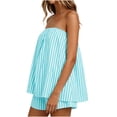 thumbnail image 5 of NominalSnug Lounge Sets for Women Matching Lounge Sets Striped Tube Tops Shorts Sets Summer Vacation Outfits, 5 of 6