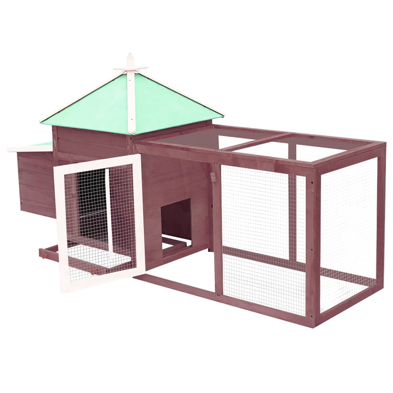 Pefilos 74.8" Wood Outdoor Large Rabbit Hutch Chicken Coop with Nest Box Pet Cages for Small Animals, Brown Pefilos 74.8" Wood Outdoor Large Rabbit Hutch Chicken Coop with Nest Box Pet Cages for Small Animals, Brown