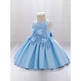 thumbnail image 3 of Toddler Girl’s Dress, Sleeveless Crew Neck Flower Beaded A-line Dress Patchwork Princess Dress for Party, 3 of 6