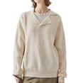 thumbnail image 1 of Suéteres de Punto Grueso con Cuello en V para Mujer, Estilo Casual, Cálidos y con Cuello. Albaricoque L, 1 of 9