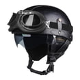 thumbnail image 3 of Casco de motociclismo de media carcasa, retro, portátil, elegante, creativo y práctico. M negro, 3 of 9