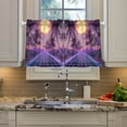thumbnail image 2 of Yayeee Kitchen Curtains Tier Pair Light Filtering 27"x36" Rod Pocket Short Cafe Window Panel, Night Purple Road, 2 of 7