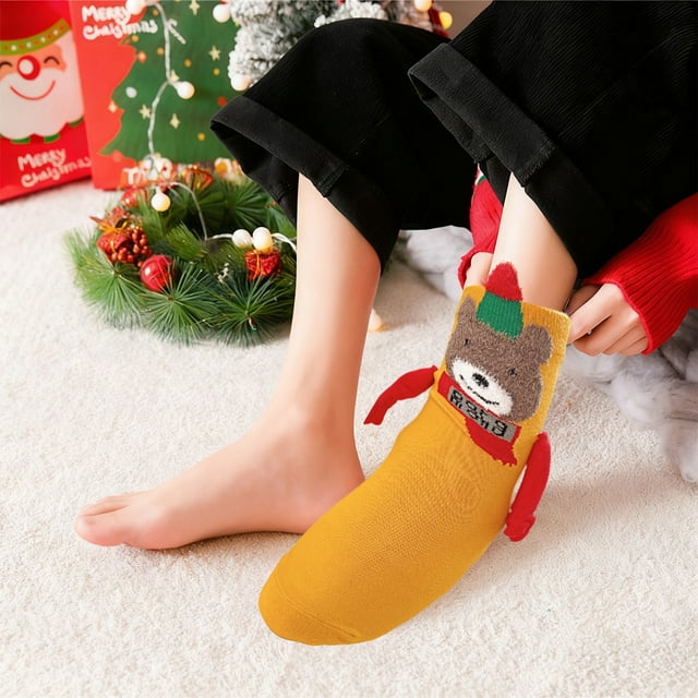 Calcetines Magnéticos Navideños para Sujetarse de La Mano | Algodón Multicolor | 20 X 21 Cm | 1 Par | Calcetines Decorativos Navideños