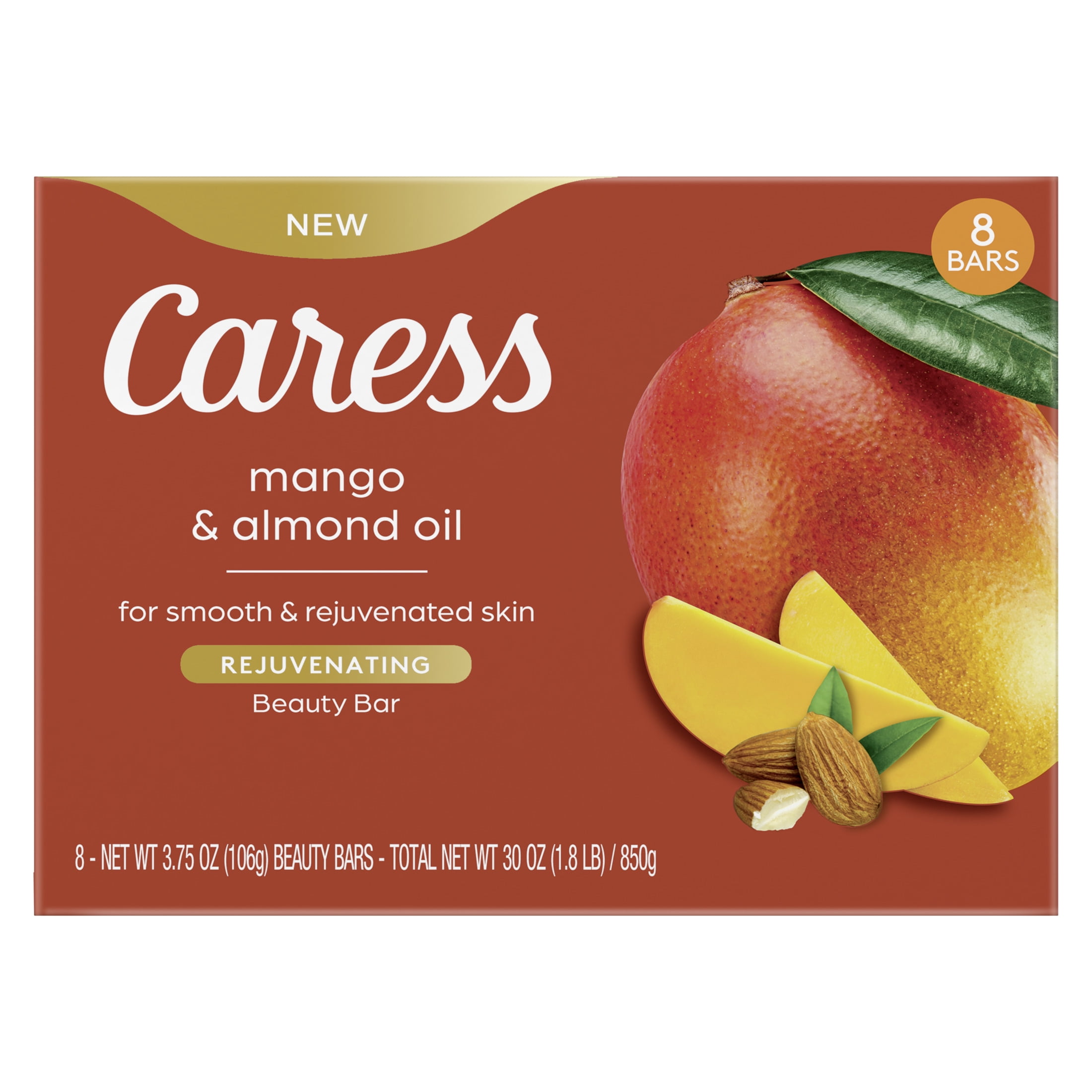 Caress Bar Soap Mango & Almond Oil 3.75 oz 8 Bar