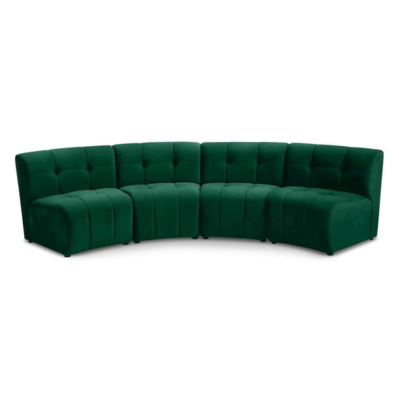 Meridian Furniture Limitless Green Velvet Modular 4 Piece Sectional