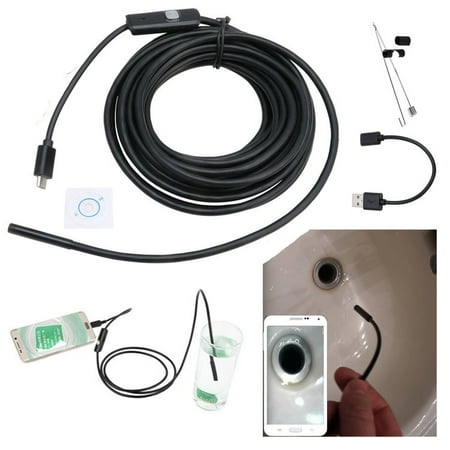 Waterproof HD 5M/7mm Endoscope Lens Mini USB Inspection Camera with 6 LED Lights Borescope for Android Smartphone (Best Mini Hd Camera)