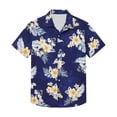 thumbnail image 4 of BUWTTER Casual Printed Shirt for Men Short Sleeve Button Down Comfortable Breathable Daily Wear Outdoor Beach Shirts Dark Blue L, 4 of 4