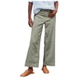 thumbnail image 1 of Pantalones capri de lino de cintura alta y pierna ancha para mujer - Pantalones casuales de negocios con bolsillos - Lisos/estampados, S-2XL, 1 of 8