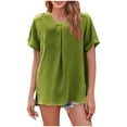 thumbnail image 2 of JMKQLZ Chemise Ample à Manches Courtes et Col en V pour Femmes, 2 of 6