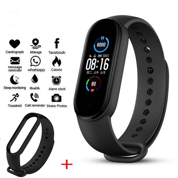Black Health and Fitness Tracker, Up to 6 Days Battery, Heart Rate Monitor, Sleep Tracker, Activity Tracker, 5ATM 5m Water Resistance and Swim Tracking, Pedometer, Sleep Counter