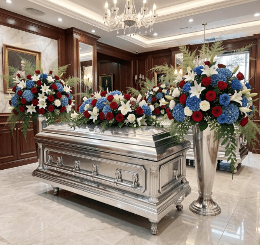 Casket Saddle Flower Display with Reservoir and Brackets, Double Size 21" x 8", with Non-Slip Rubber Feet, Foam Not Included (Green Double)