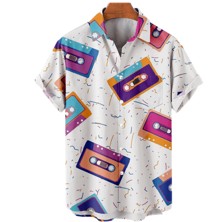 

MLFU Boys Musical Graphic Tops Shirt Print Slim-Fit Blouses for Teen and Adult