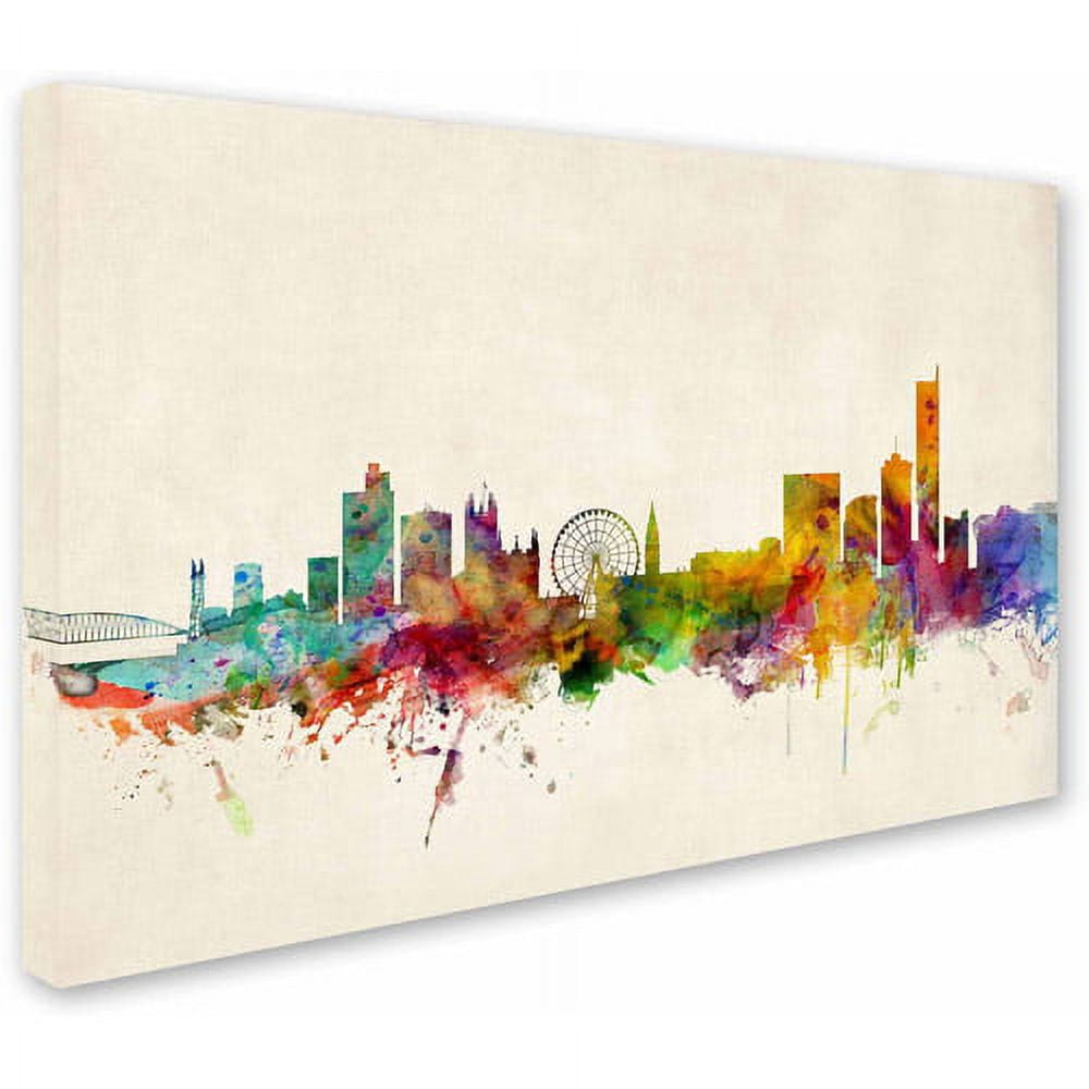 Trademark Fine Art "Manchester England Skyline" Canvas Art by Michael Tompsett