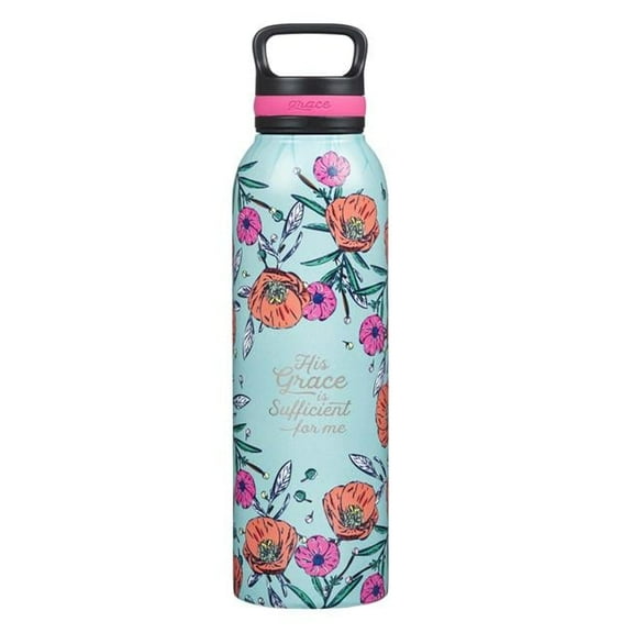 Christian Art Gifts 255556 Water Bottle - His Grace is Sufficient 2 Cor. 12-9