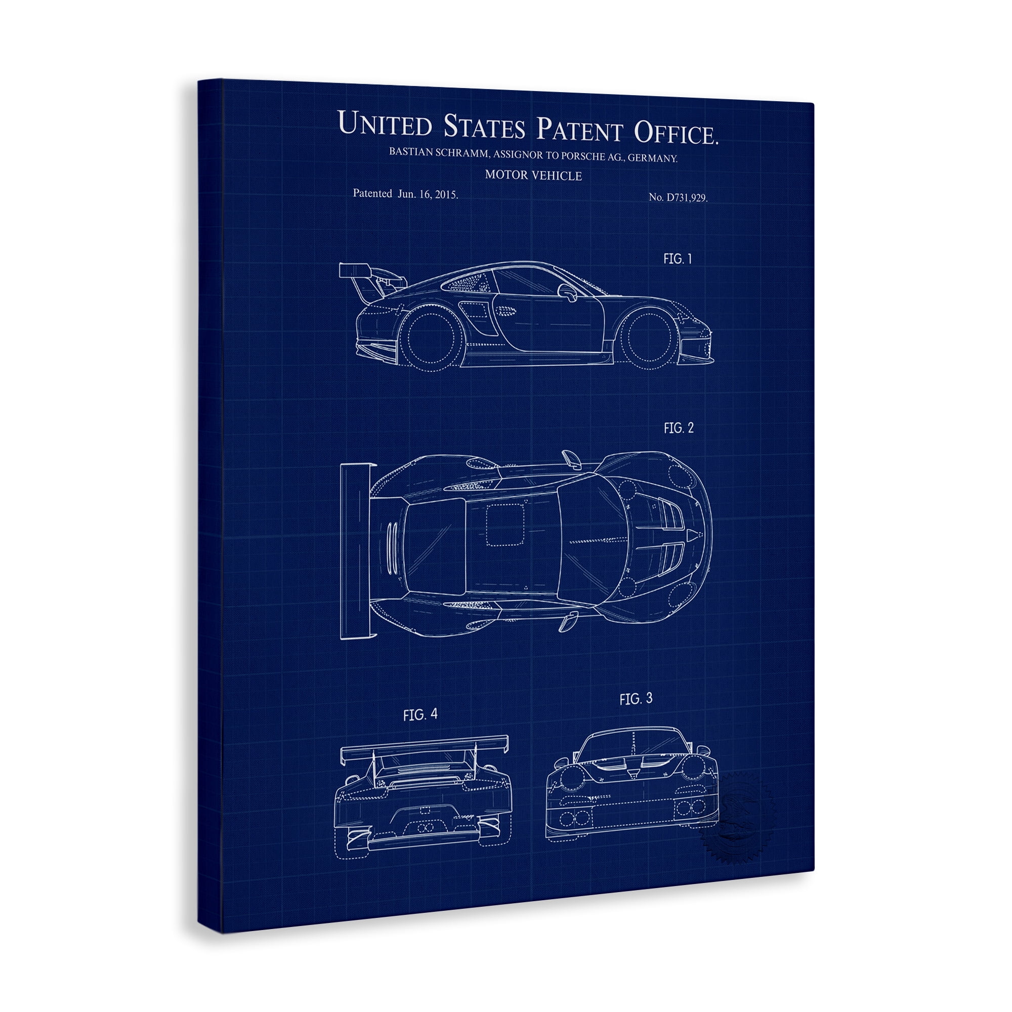 Stupell Industries Motor Vehicle Blueprint Transportation Painting Gallery Wrapped Canvas Art Print Wall Art, 36 x 48