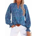 thumbnail image 2 of Blusa de Estilo Bohemio con Cuello en V y Mangas Largas, Estilo Floral, Informal, Holgada, de Verano, con Mangas Abullonadas para Mujer. Color XL, 2 of 6