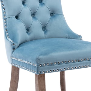 051 Light Blue Velvet, Wood Legs