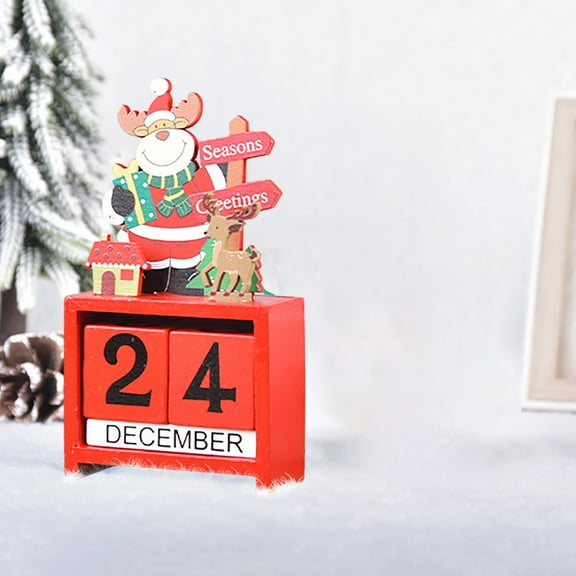 RuiJiao Wooden Countdown Calendar - Mini Desktop Ornaments, Reusable, Handcrafted, Perfect for Holiday Decor & Kids' Countdown Fun