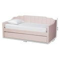 thumbnail image 2 of Baxton Studio Lennon Modern and Contemporary Pink Velvet Fabric Upholstered Twin Size Daybed with Trundle, 2 of 10