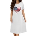 thumbnail image 3 of Bovxnpu Independence Day Womens Nightgowns Sleepshirts Nightshirts Pajama Dress Midi Dress Plus Size Print Crew Neck Sleepwear, 3 of 7