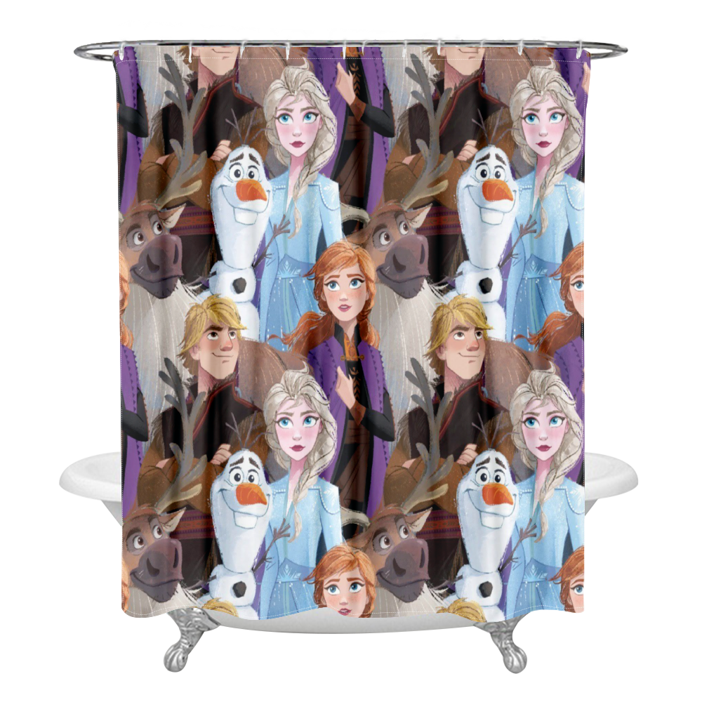 Frozen Shower Curtain Set Cartoon Printed Bathroom Decor Curtain with