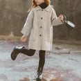 thumbnail image 5 of NAISIBABY Girls Woolen Coat, Long Sleeve Classic Lapel Button Up Fall Winter Fashion Windbreaker Jacket Beige 7T, 5 of 9