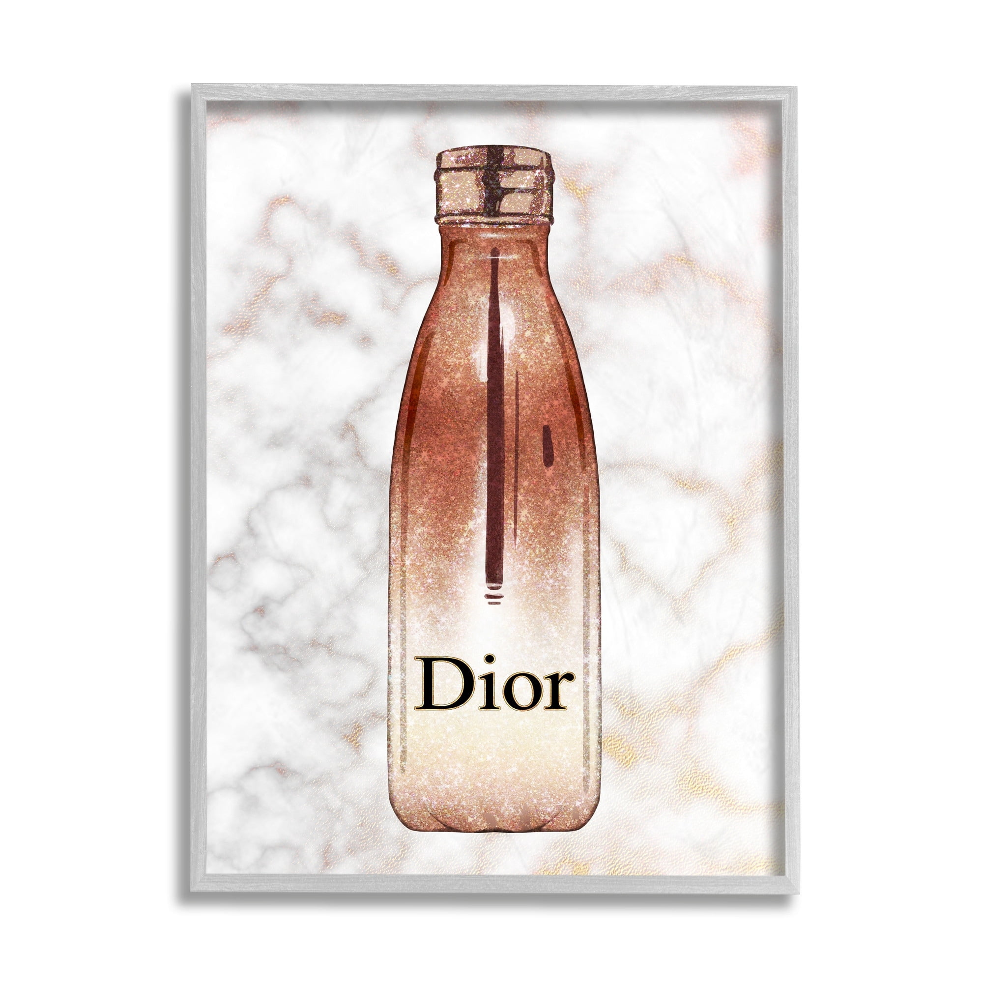 Stupell Industries Fashionista Sports Glam Bottle over Marble Black Framed, 16 x 20, Design by Ziwei Li