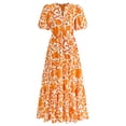thumbnail image 1 of Vestido Dowerme de verano para mujer, casual, cuello en V, estampado floral, maxi con bolsillos, 1 of 6