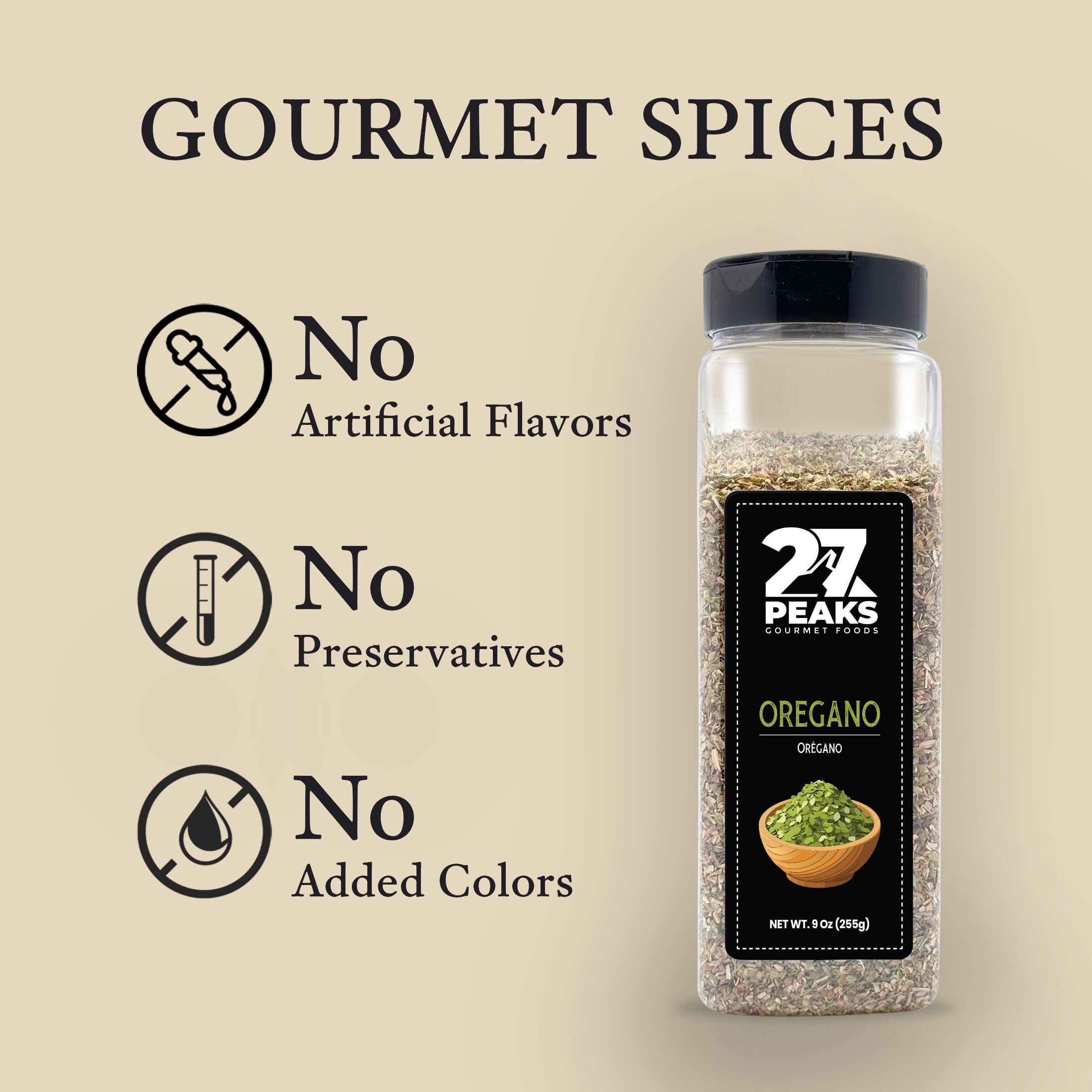 27 Peaks Gourmet All Natural Oregano Leaves, 5 oz Bottle