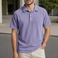 thumbnail image 2 of IWRICH Men's Corduroy Knit Polo Shirts Short Sleeve Casual Textured T Shirt Summer Ribbed Collared Shirts Purple M, 2 of 4