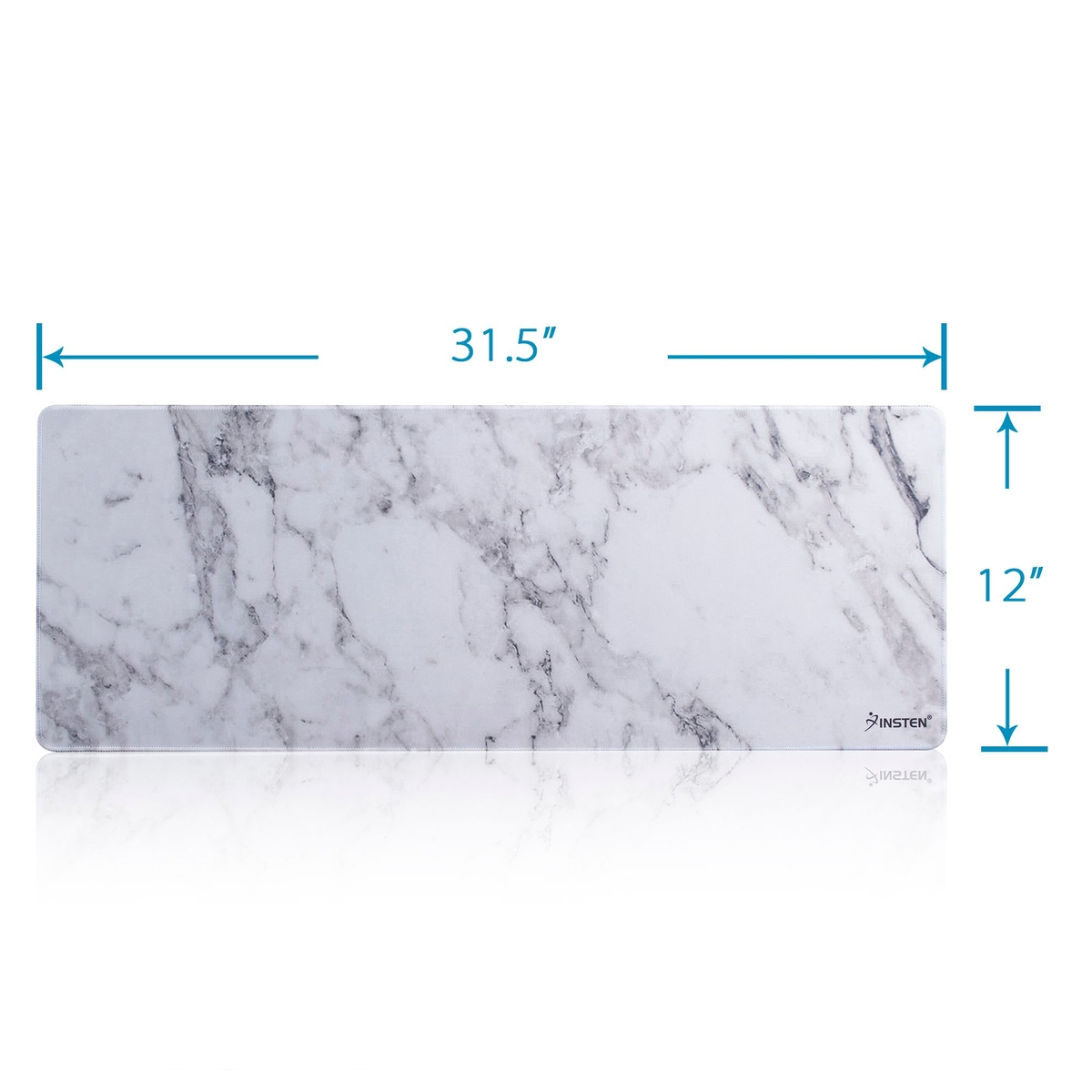 Insten Extended Gaming Mouse Pad Marble Design Long Mat (Size: 31" x 12") with Low Friction Smooth Surface and Non-Slip Backing for Desktop Mouse Keyboard Laptop White - image 2 of 9