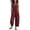 4# Wine, variant on Jumpsuits for Women Dressy Half Button Sleeveless Jumpsuit Stand Collared Solid Color Overalls Loose Wide Leg Jumpsuits with Pockets White L