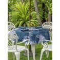 thumbnail image 3 of Outdoor Tablecloths with Umbrella Hole & Zipper, Navy Blue Ombre Round Tablecloth 54 Inch, Gradient Abstract Art Vintage Waterproof Table Cloth, Patio/Pool/Picnic Table Covers, 3 of 8