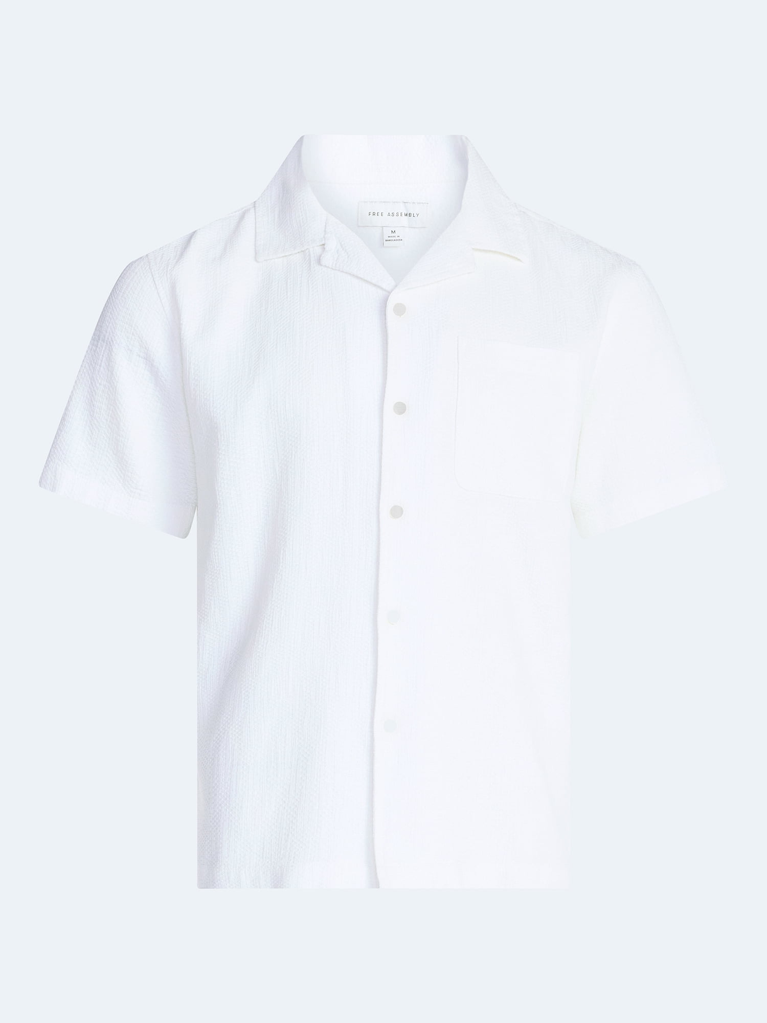 Free Assembly Men's Textured Cotton Camp Shirt with Short Sleeves, Sizes S-3XL